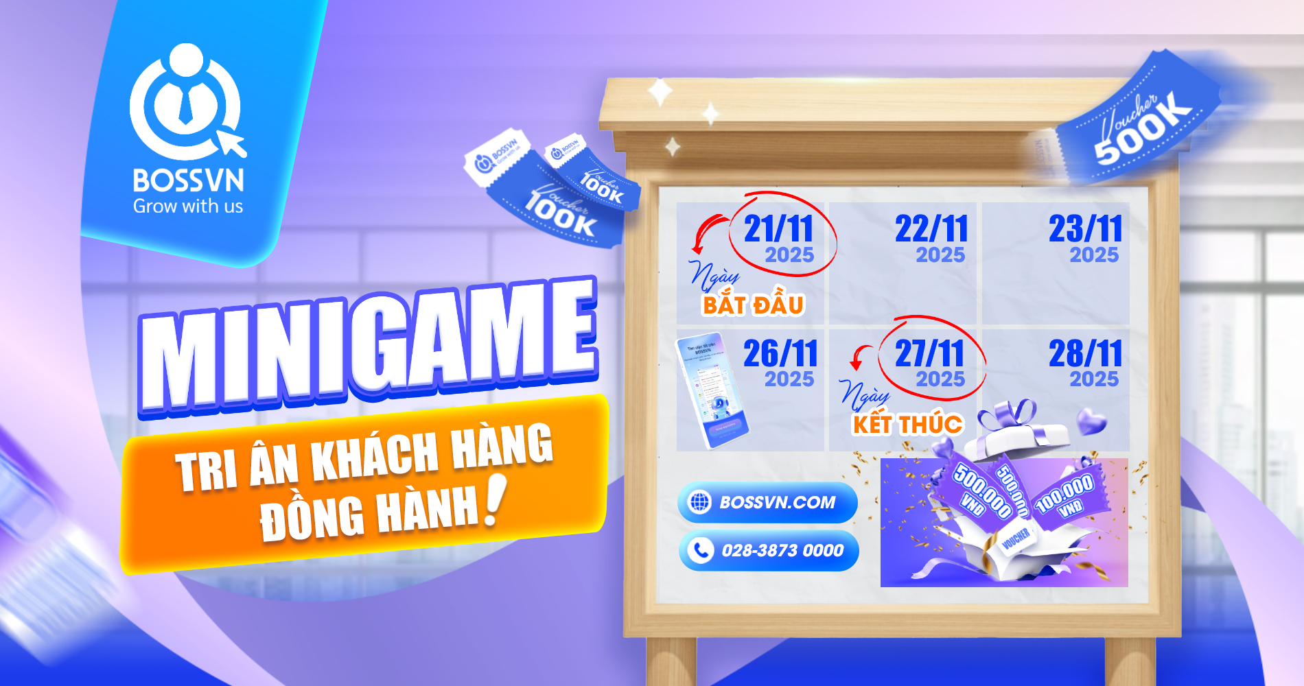 ♥️ [MINIGAME] TRI ÂN KHÁCH HÀNG ĐỒNG HÀNH – CHƠI NGAY, QUÀ LIỀN TAY CÙNG BOSSVN!